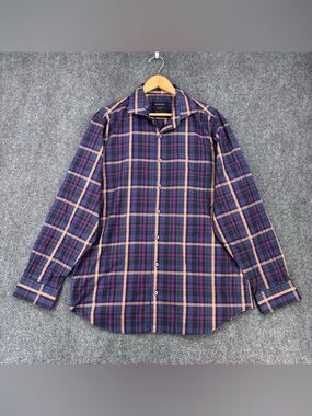 Bugatchi Colorful Long Sleeve Tartan Plaid Button Up Shirt Mens XL Maximalist